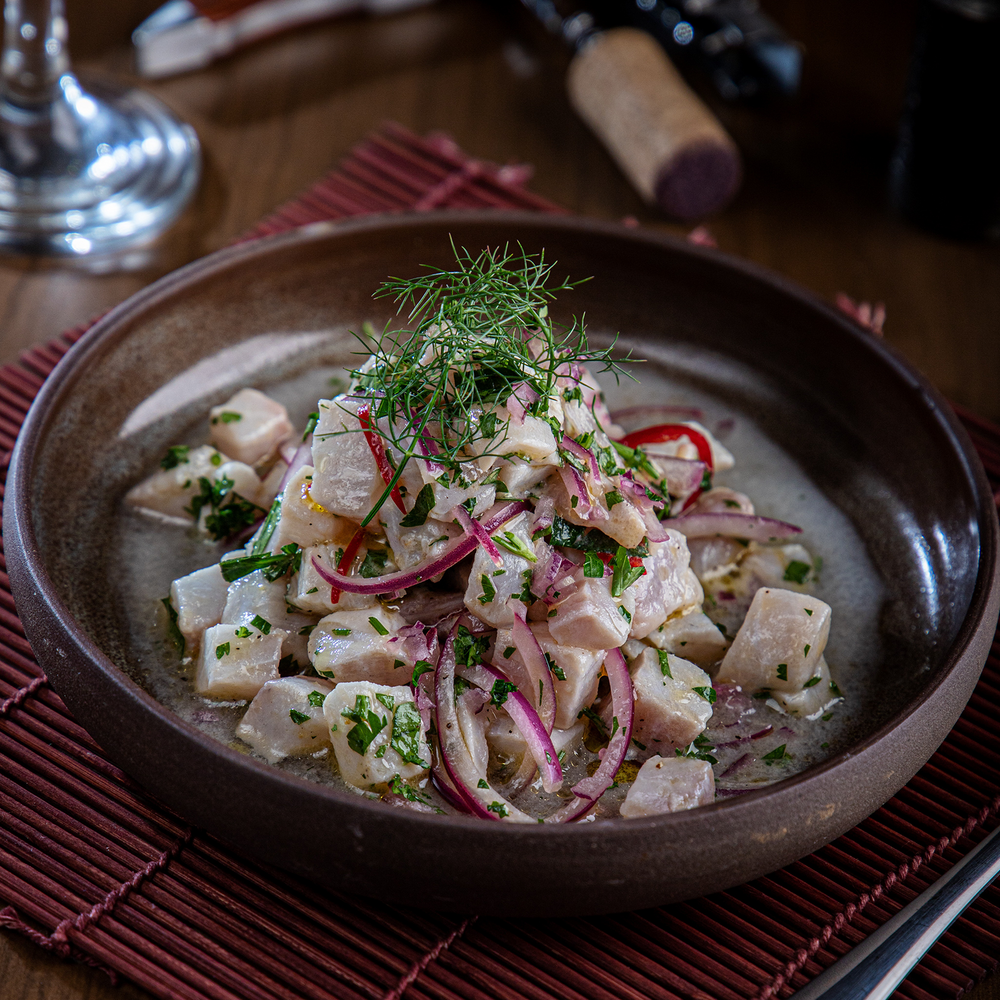 Ceviche con leche de coco