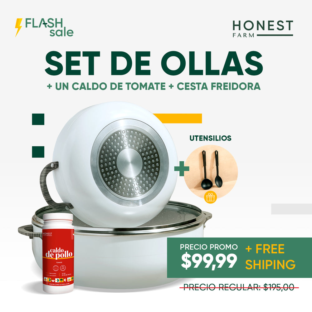 Oferta flash: Juego de ollas más caldo de pollo con tomate gratis