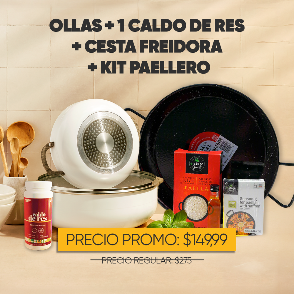 
                  
                    Mother’s Day Bundle – Pot Set + Beef Broth + Fry Basket + Paella Kit
                  
                