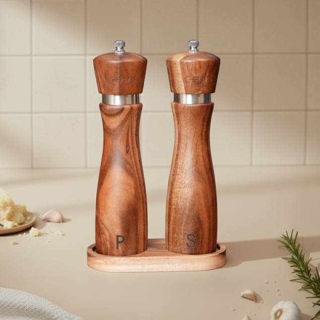 Wooden Salt and Pepper Grinders - Chef James Quality Kitchen Set Wooden Salt and Pepper Grinders - Chef James Quality Kitchen Set