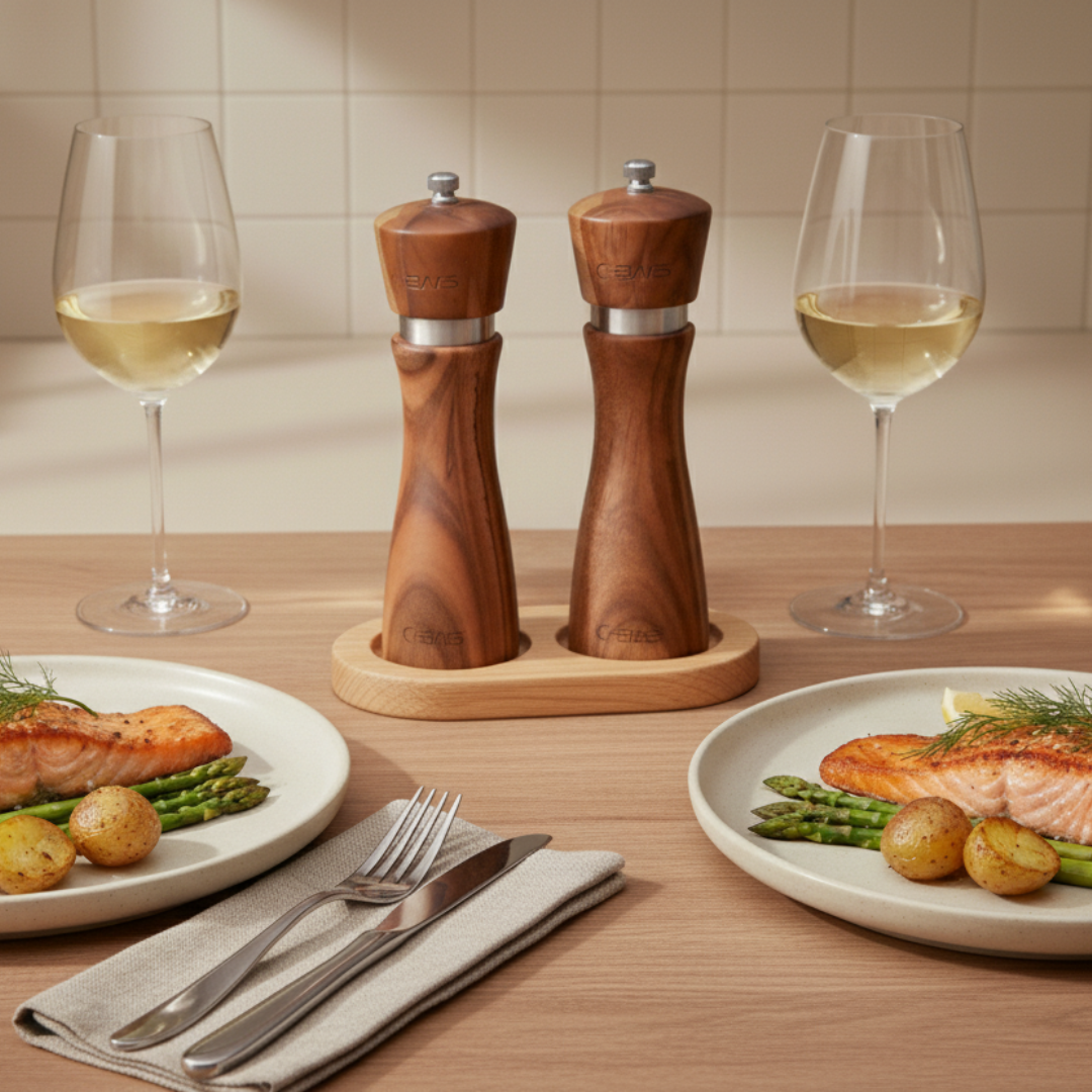 Wooden Salt and Pepper Grinders - Chef James Quality Kitchen Set Wooden Salt and Pepper Grinders - Chef James Quality Kitchen Set