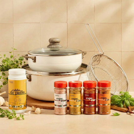 Kitchen Essentials Bundle: Chef James 3.0 Cookware Set + Honest Farm Especias + Honest Farm Caldo de Pollo