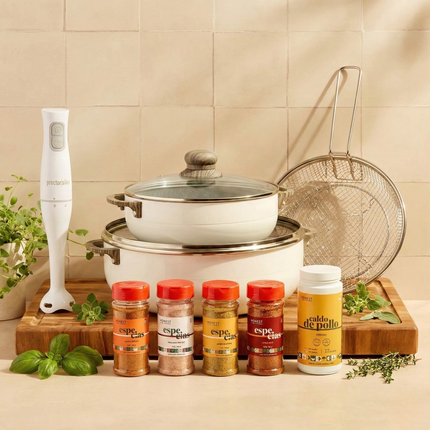 Ultimate Kitchen Bundle: Chef James 3.0 Cookware Set + Hand Blender + Honest Farm Especias + Honest Farm Caldo de Pollo