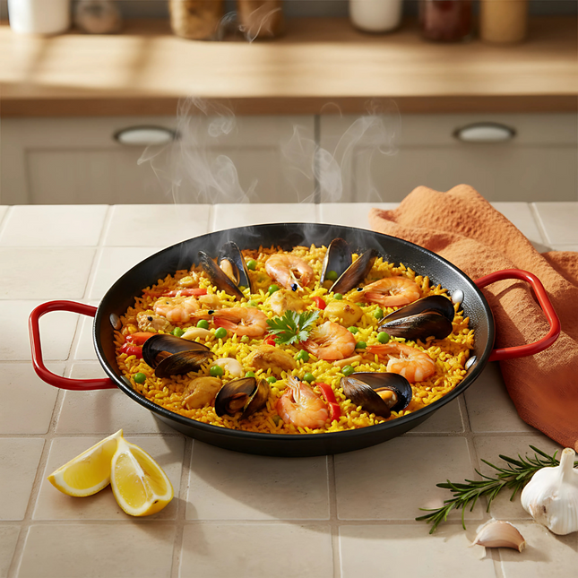 15” Carbon Steel Nonstick Paella Pan – Approved by Chef James